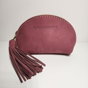Portland Leather Goods Pink Tassel Taco Pouch Clutch